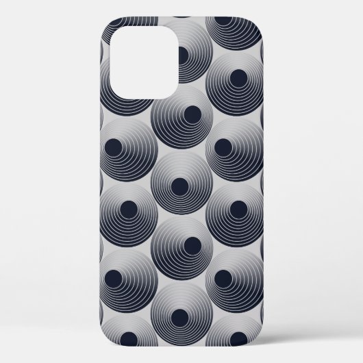 Coques Case-Mate iPhone Mosaïque argent-noir : texture des anneaux concent (Verso)