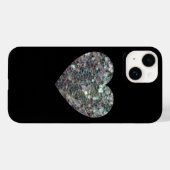 Coques Case-Mate iPhone Mosaïque argentée Coeur sur Noir (Verso (horizontal))
