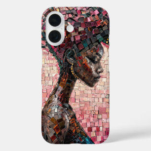 Coques iPhone 16 Mosaïque de carreaux représentant une fille noire 