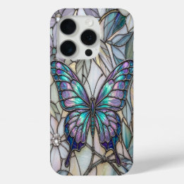Coque iPhone 15 Pro Mosaïque de papillon esthétique