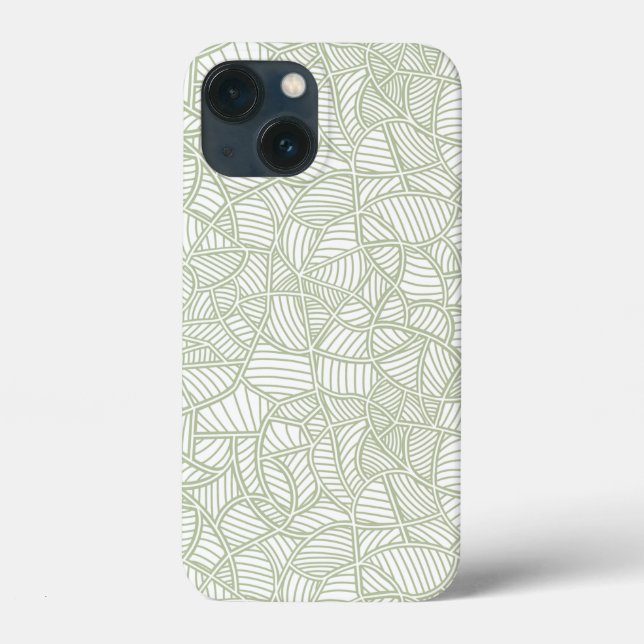 Coques Case-Mate iPhone Mosaïque feuille aléatoire vert pâle (Verso)