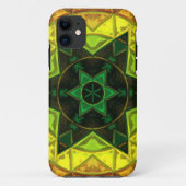 Coques Case-Mate iPhone Mosaïque Kaleidoscope Fleur vert et jaune (Dos)