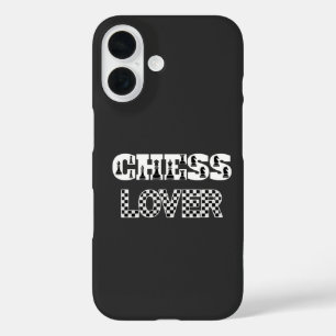 Coques iPhone 16 Mot d'échecs blanc Lettres Lover Board Motif