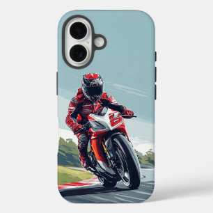 Coques iPhone 16 🏍️ Motard de sport circulant sur une route océani
