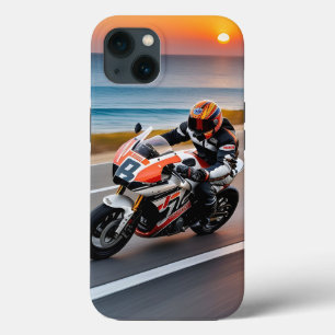 Case-Mate iPhone Case Motard roulant sur une moto de sport sur une route