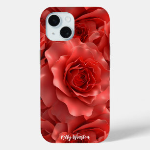Coque Pour iPhone 15 motif 3D Red Roses