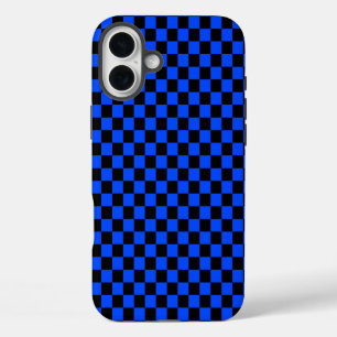 Coques iPhone 16 Plus Motif à carreaux bleu et noir