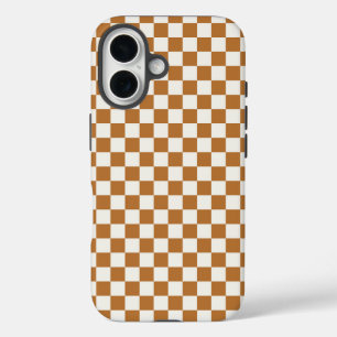 Coques iPhone 16 Motif à carreaux en cuivre et coquille d'œuf