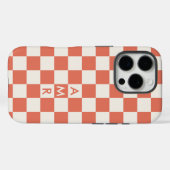 Coques Case-Mate iPhone Motif à carreaux en terre cuite et crème avec mono (Verso (horizontal))
