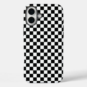 Coques iPhone 16 Plus Motif à carreaux noir et blanc