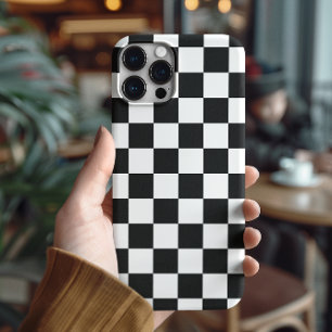 Coques iPhone 16 Motif à carreaux noir et blanc moderne pour iPhone