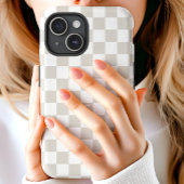 Coques Case-Mate iPhone Motif à carreaux rétro beige Monogramme