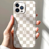 Coques Case-Mate iPhone Motif à carreaux rétro beige Monogramme