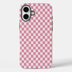 Coques iPhone 16 Plus Motif à carreaux rose poussiéreux