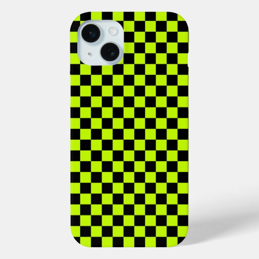 Coques Case-Mate iPhone Motif à carreaux vert acide et noir (Verso)