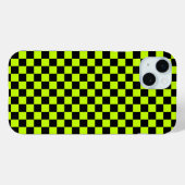 Coques Case-Mate iPhone Motif à carreaux vert acide et noir (Verso (horizontal))