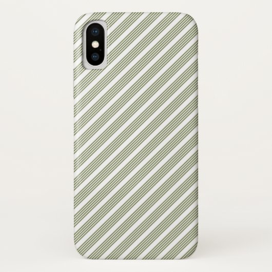 Coques Case-Mate iPhone Motif à cinq bandes vert et blanc olive (Dos)