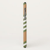 Coques Case-Mate iPhone Motif à cinq bandes vert olive et blanc avec bronz (Dos/Gauche)