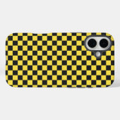 Coques Case-Mate iPhone Motif à damier jaune et noir (Verso (horizontal))