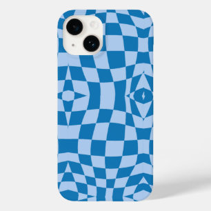 Coque Pour iPhone 14 Motif À damiers bleu