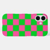 Coques Case-Mate iPhone Motif À damiers chèque rose vert (Verso (horizontal))