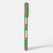 Coques Case-Mate iPhone Motif À damiers chèque rose vert (Verso / Droite)