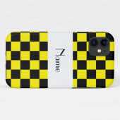 Coques Case-Mate iPhone Motif à damiers noir et jaune (Dos (Horizontal))