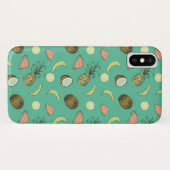 Coques Case-Mate iPhone Motif à doodle de fruits tropicaux (Dos (Horizontal))