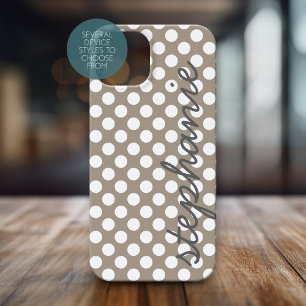 Coques Pour iPhone Motif à dot Polka tendance avec nom personnalisé