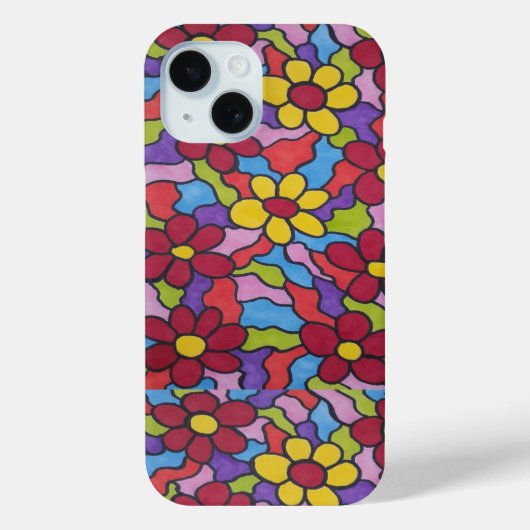 Coques Case-Mate iPhone Motif à fleurs arc-en-ciel rétro (Verso)