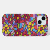 Coques Case-Mate iPhone Motif à fleurs arc-en-ciel rétro (Verso (horizontal))