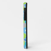 Coques Case-Mate iPhone Motif à fleurs Art Déco - bleu et vert citron (Dos/Gauche)