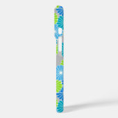 Coques Case-Mate iPhone Motif à fleurs Art Déco - bleu et vert citron (Verso / Gauche)