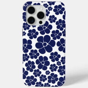 Coque iPhone 15 Pro Max Motif à fleurs - Bleu et Blanc
