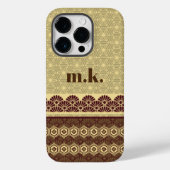 Coques Case-Mate iPhone Motif à fleurs d'or classique Monogram (Verso)