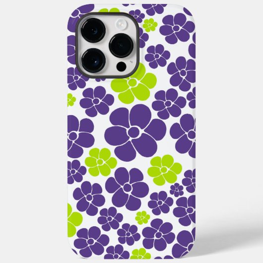 Coques Case-Mate iPhone Motif à fleurs en vert citron et violet (Verso)