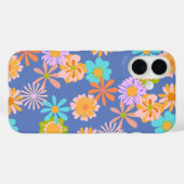 Coques Case-Mate iPhone Motif à fleurs Hippie rétro en bleu (Verso (horizontal))