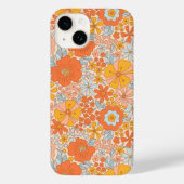 Coques Case-Mate iPhone Motif à fleurs Orange Retro (Verso)