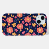 Coques Case-Mate iPhone Motif à fleurs rétro (Verso (horizontal))