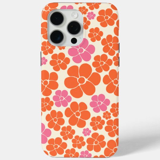 Coques Case-Mate iPhone Motif à fleurs - rose, orange et crème (Verso)