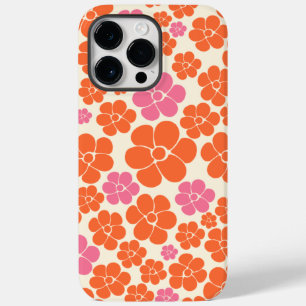 Coque Pour Pour iPhone 14 Pro Max Motif à fleurs - rose, orange et crème