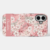 Coques Case-Mate iPhone Motif à fleurs Sakura personnalisé rose (Verso (horizontal))