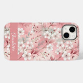 Coques Case-Mate iPhone Motif à fleurs Sakura personnalisé rose (Verso (horizontal))