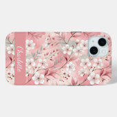 Coques Case-Mate iPhone Motif à fleurs Sakura personnalisé rose (Verso (horizontal))