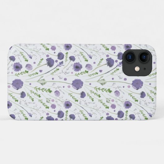 Coques Case-Mate iPhone Motif à fleurs vert pourpre (Dos (Horizontal))