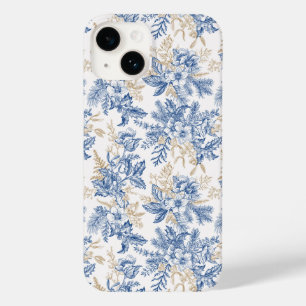 Coque Pour iPhone 14 Motif à fleurs Vintage d'hiver bleu