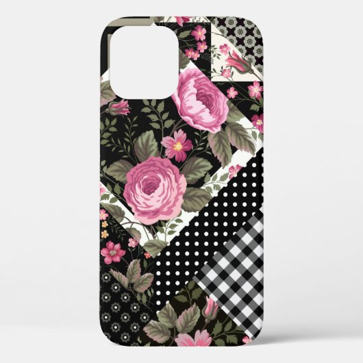 Coques Case-Mate iPhone motif à patchwork floral transparent avec géométri (Verso)