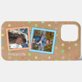 Coques Case-Mate iPhone Motif À petits pois Sur Faux Kraft (Verso (horizontal))