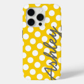 Coques Case-Mate iPhone Motif à pointe Polka tendance avec nom - gris jaun (Verso)