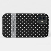 Coques Case-Mate iPhone Motif à points de polka noir (Dos (Horizontal))